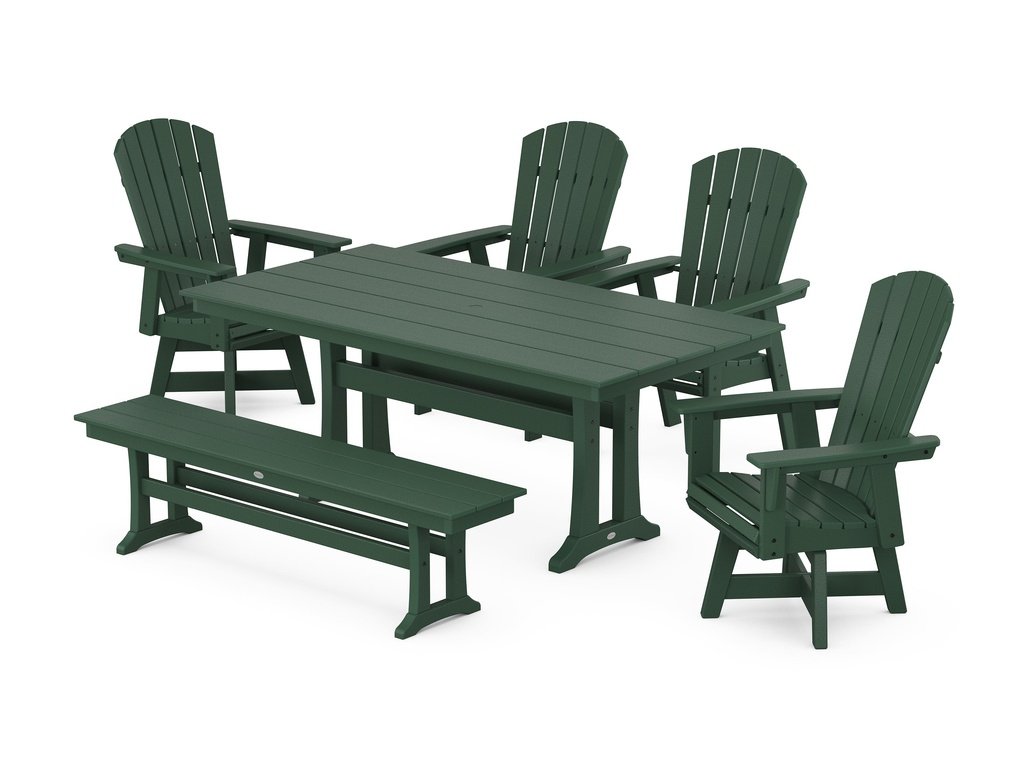 Nautical Adirondack Swivel 6-Piece Farmhouse Dining Set With Trestle Legs Photo