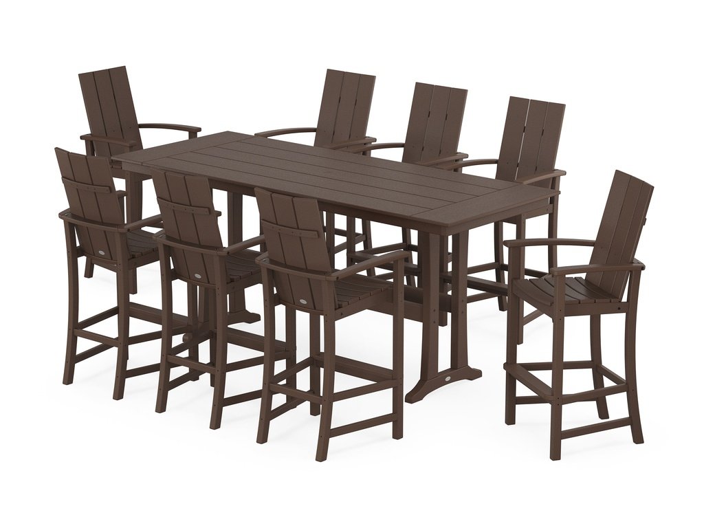 Modern Adirondack 9-Piece Farmhouse Bar Set with Trestle Legs Photo