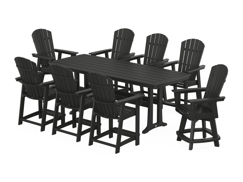 Nautical Curveback Adirondack Swivel 9-Piece Counter Set with Trestle Legs Photo