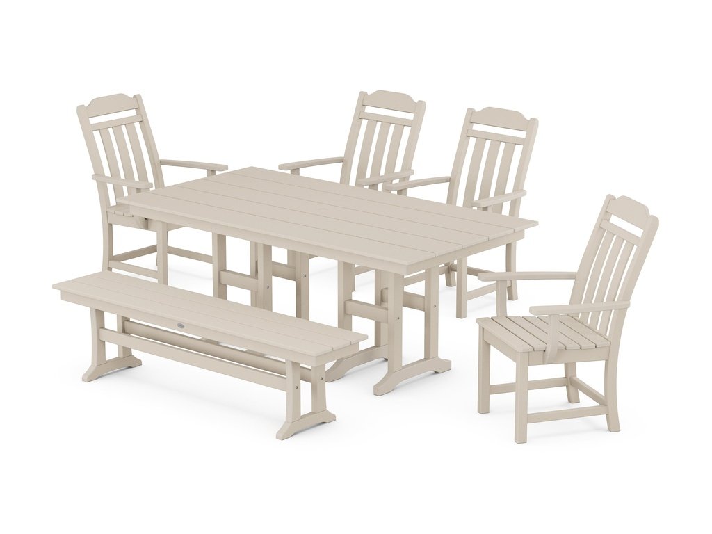 Country Living 6-Piece Farmhouse Dining Set with Bench Photo