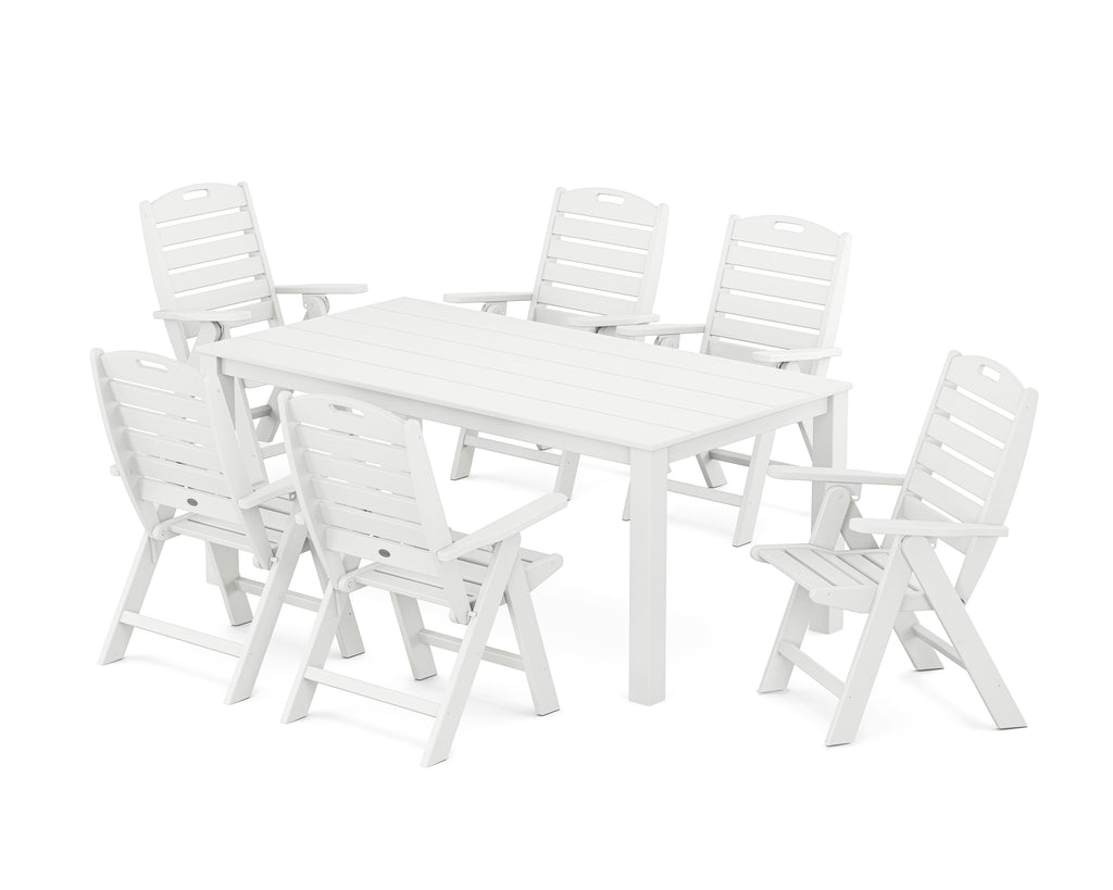 Nautical Folding Highback Chair 7-Piece Parsons Dining Set Photo