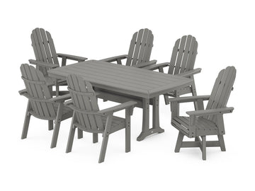 Vineyard Curveback Adirondack Swivel Chair 7-Piece Dining Set with Trestle Legs Photo