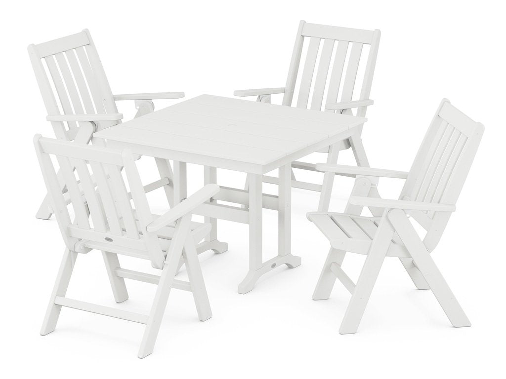 Vineyard Folding Chair 5-Piece Farmhouse Dining Set Photo