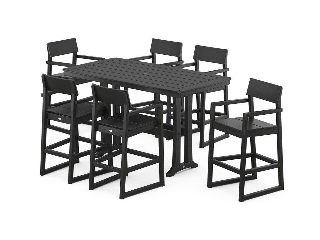 EDGE Arm Chair 7-Piece Bar Set with Trestle Legs Photo