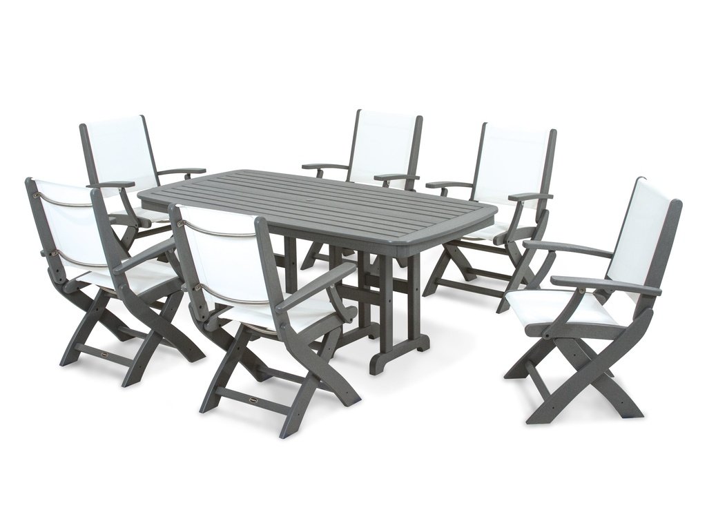 Coastal Folding Arm Chair 7-Piece Dining Set Photo