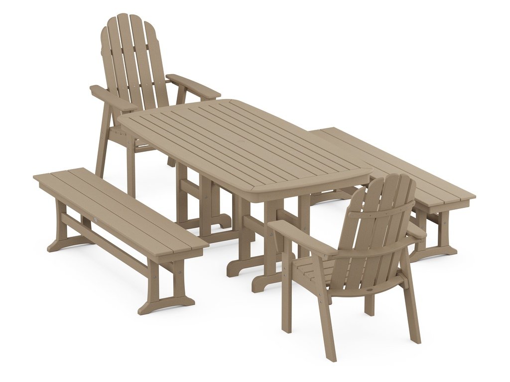 Vineyard Adirondack 5-Piece Dining Set with Benches Photo