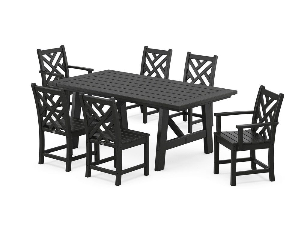 Chippendale 7-Piece Rustic Farmhouse Dining Set Photo