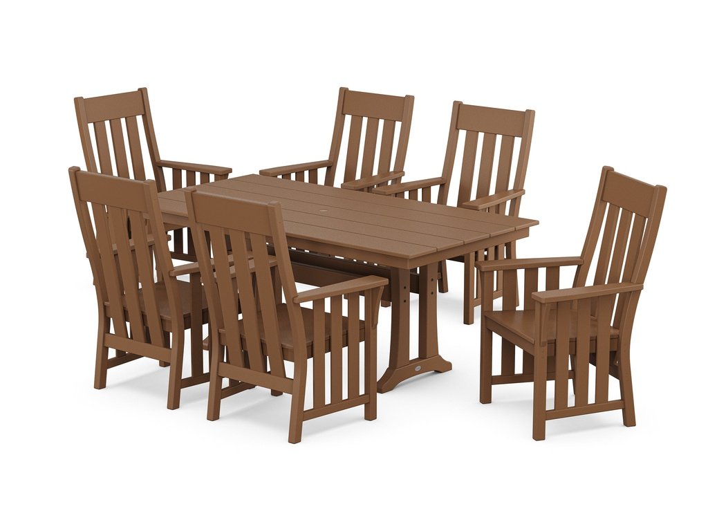 Acadia Arm Chair 7-Piece Farmhouse Dining Set with Trestle Legs Photo