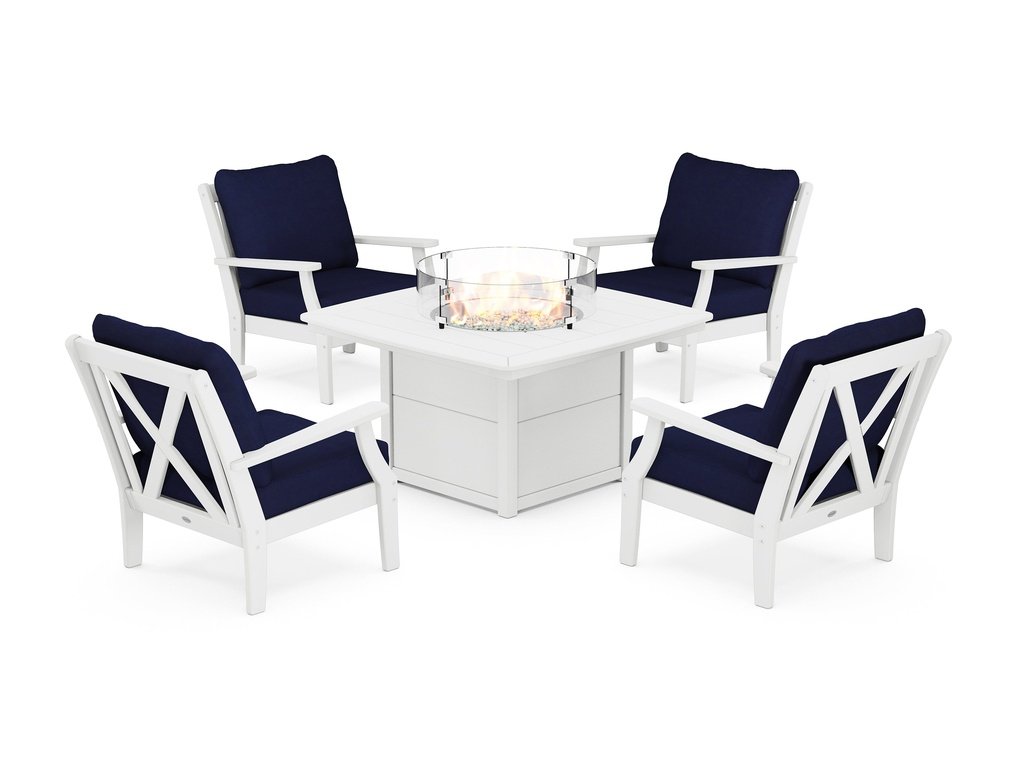 Braxton 5-Piece Deep Seating Conversation Set with Fire Pit Table Photo