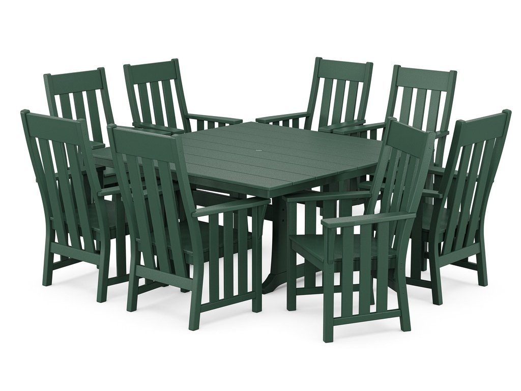 Acadia 9-Piece Square Farmhouse Dining Set with Trestle Legs Photo