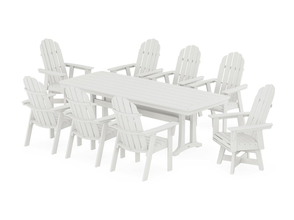 Vineyard Curveback Adirondack Swivel 9-Piece Dining Set with Trestle Legs Photo