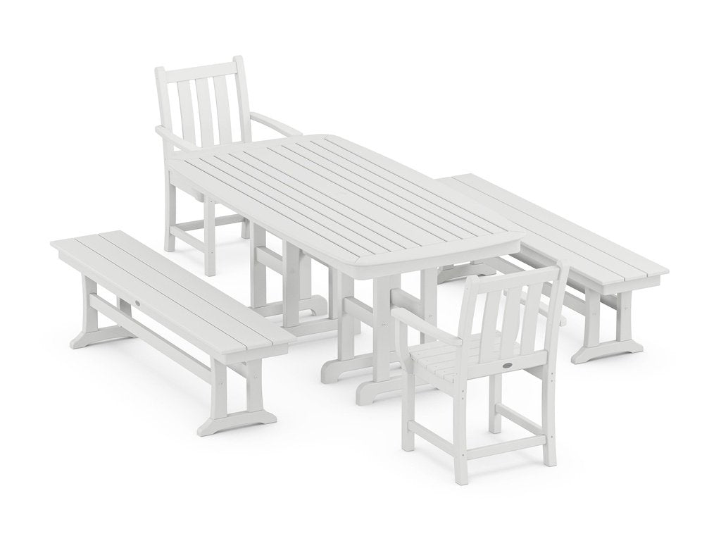 Traditional Garden 5-Piece Dining Set with Benches Photo