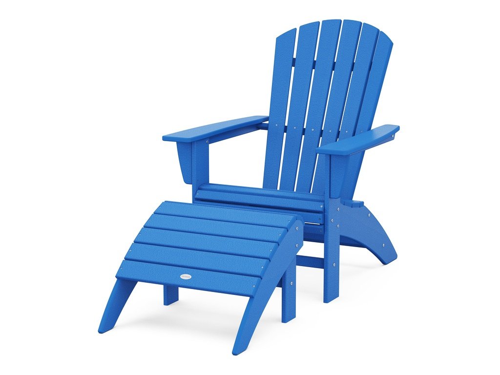 Nautical Curveback Adirondack Chair 2-Piece Set with Ottoman Photo