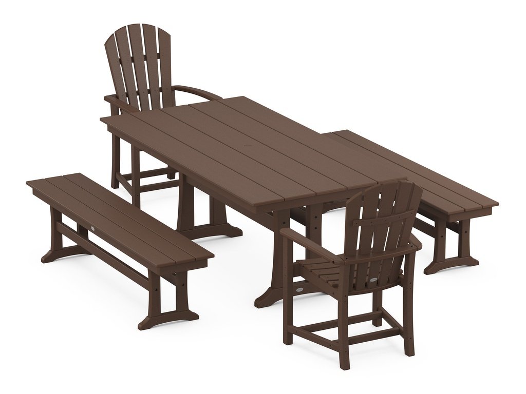 Palm Coast 5-Piece Farmhouse Dining Set With Trestle Legs Photo