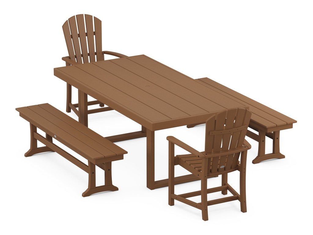 Palm Coast 5-Piece Dining Set with Benches Photo