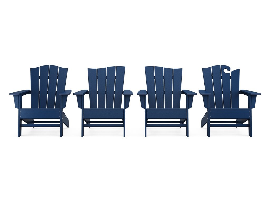 Wave Collection 4-Piece Adirondack Chair Set Photo