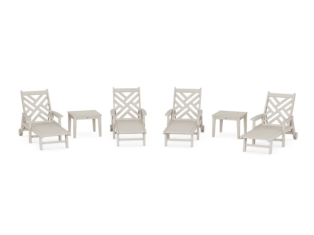 Chippendale 6-Piece Chaise Set with Arms and Wheels Photo