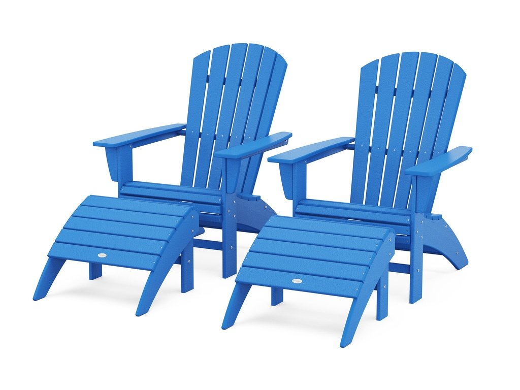 Nautical Curveback Adirondack Chair 4-Piece Set with Ottomans Photo