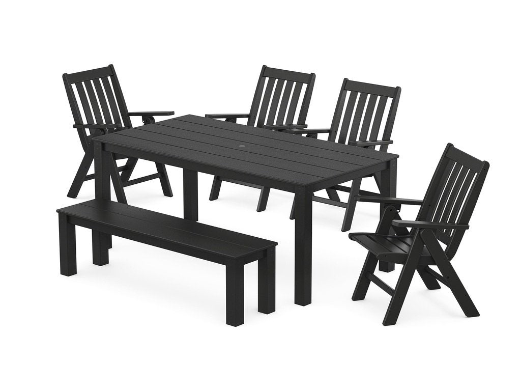 Vineyard Folding Chair 6-Piece Parsons Dining Set with Bench Photo