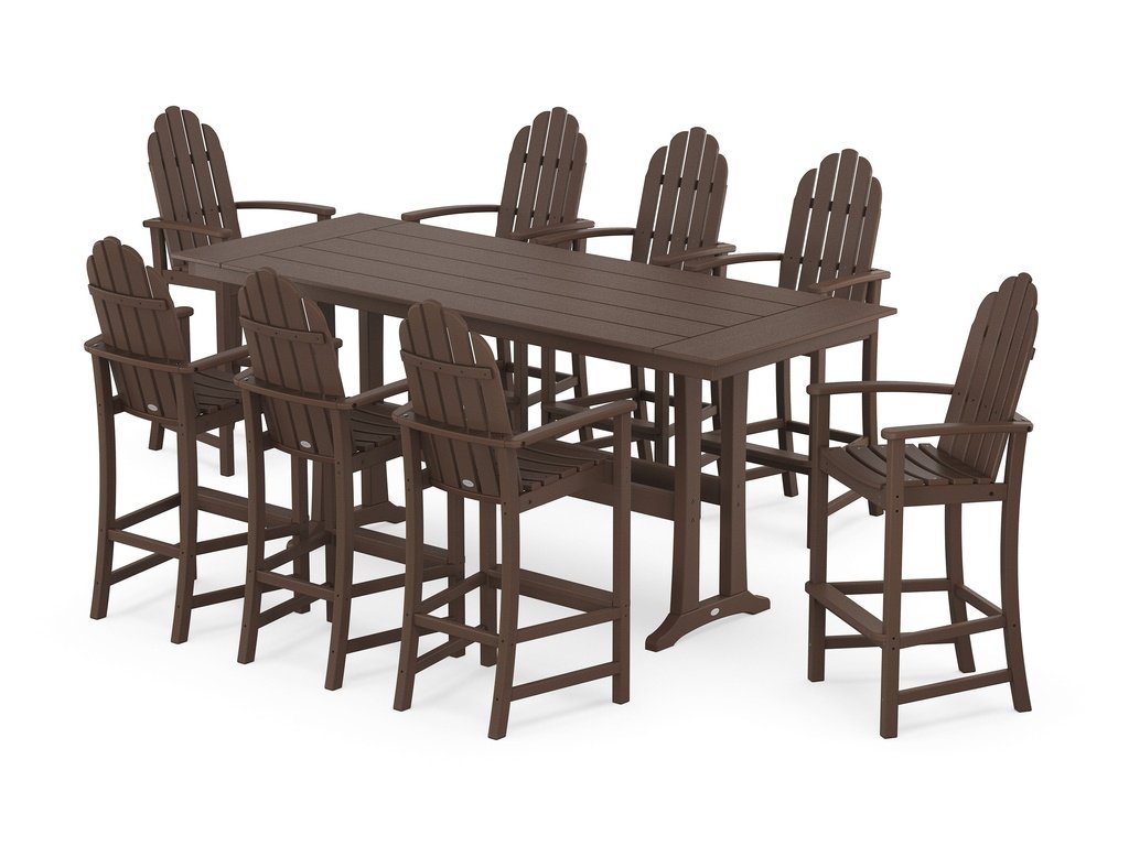 Classic Adirondack 9-Piece Farmhouse Bar Set with Trestle Legs Photo