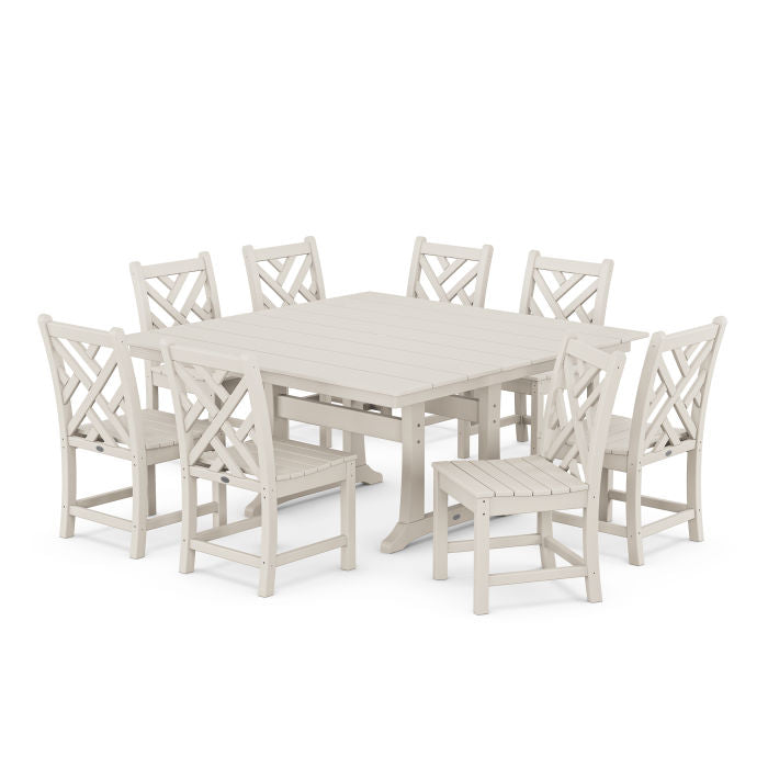 Chippendale 9-Piece Farmhouse Trestle Dining Set - Retreat Home Furniture