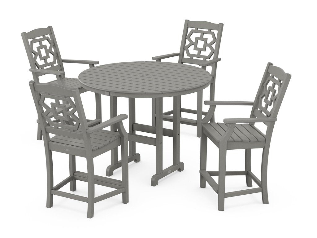 Chinoiserie 5-Piece Round Farmhouse Counter Set Photo