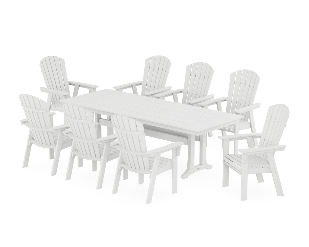 Nautical 9-Piece Curveback Adirondack Farmhouse Dining Set with Trestle Legs Photo