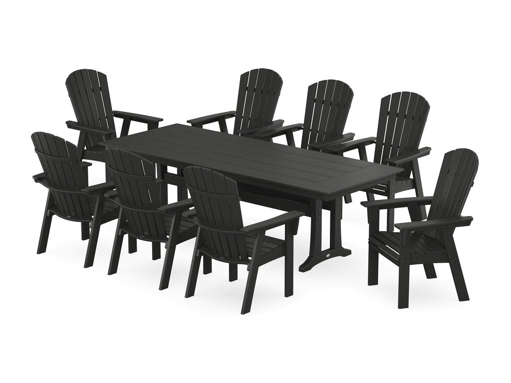 Nautical 9-Piece Curveback Adirondack Farmhouse Dining Set with Trestle Legs Photo