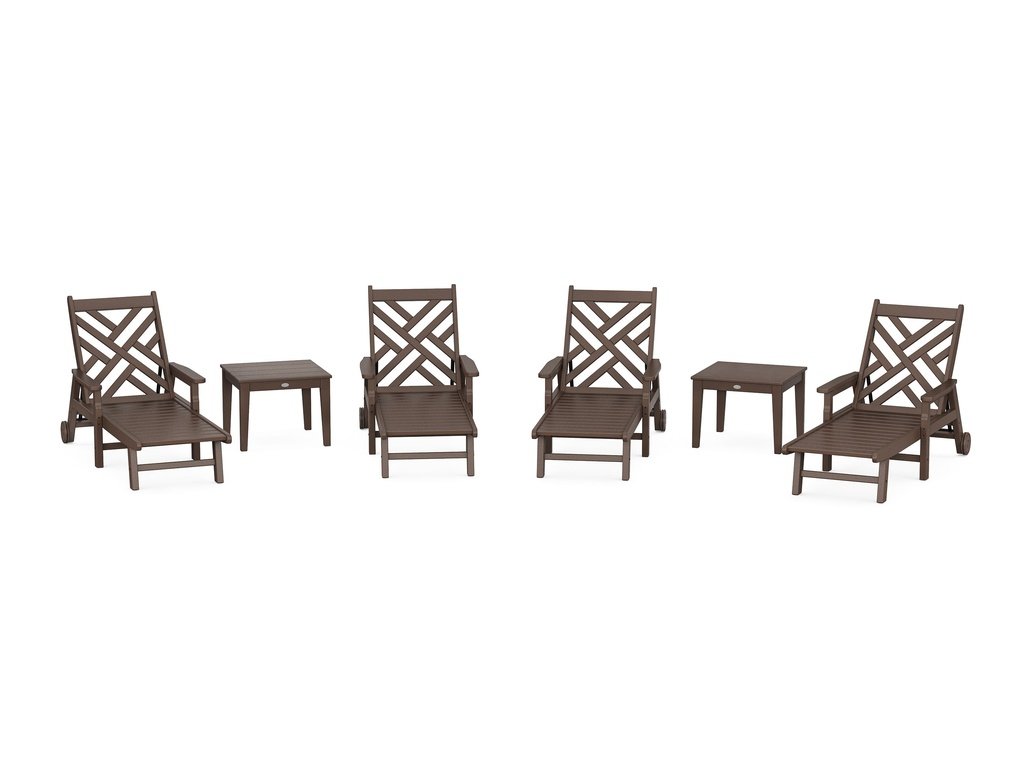 Chippendale 6-Piece Chaise Set with Arms and Wheels Photo