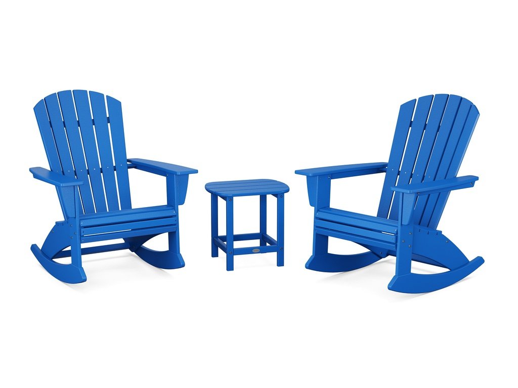 Nautical Curveback 3-Piece Adirondack Rocking Chair Set Photo