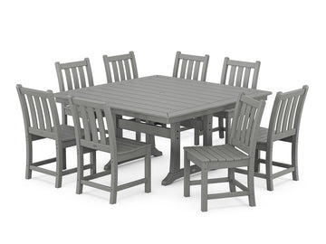 Traditional Garden 9-Piece Nautical Trestle Dining Set Photo