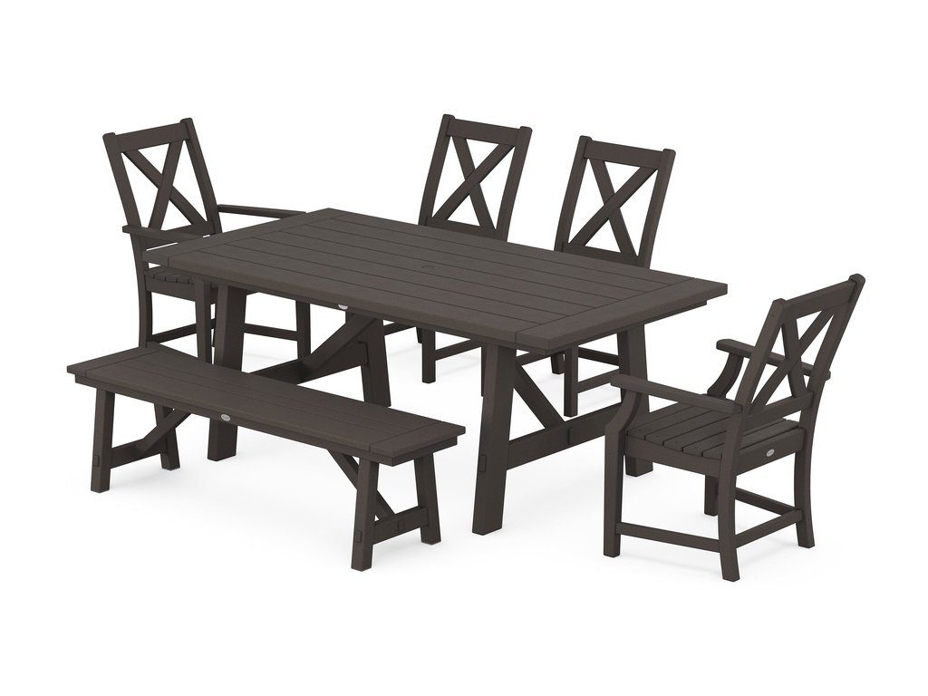 Braxton 6-Piece Rustic Farmhouse Dining Set With Trestle Legs Photo