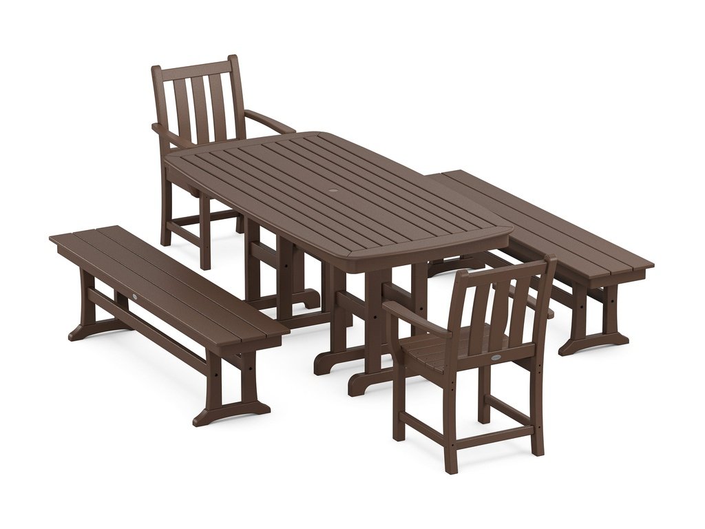 Traditional Garden 5-Piece Dining Set with Benches Photo