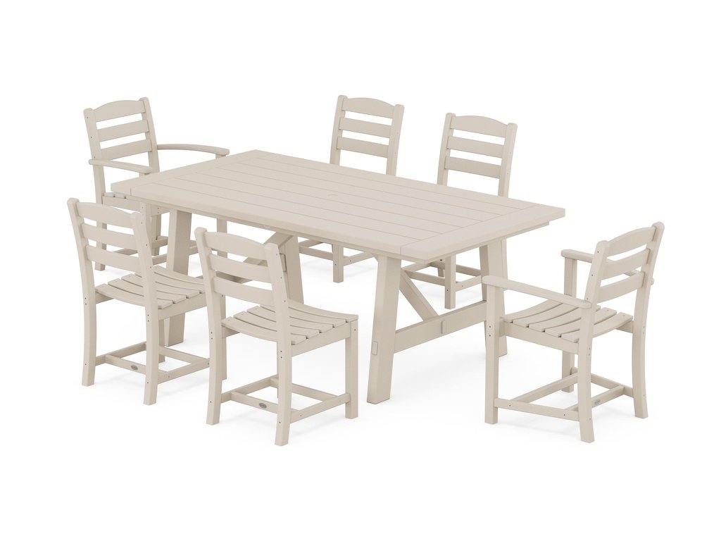 La Casa Café 7-Piece Rustic Farmhouse Dining Set Photo