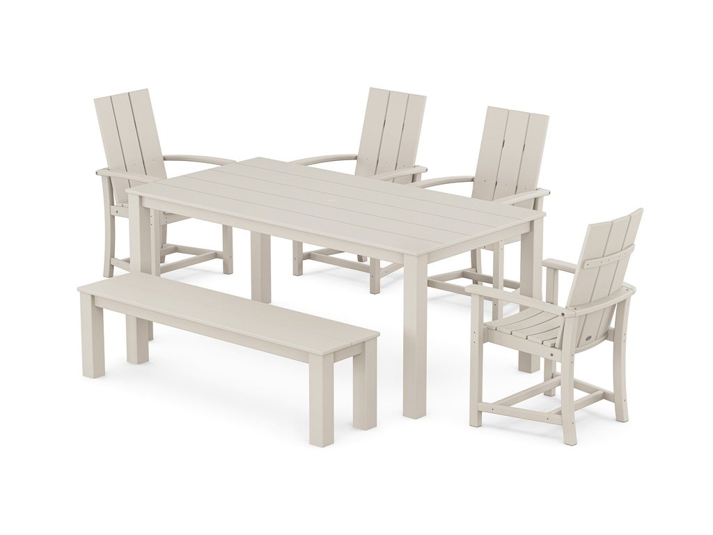 Modern Adirondack 6-Piece Parsons Dining Set with Bench Photo