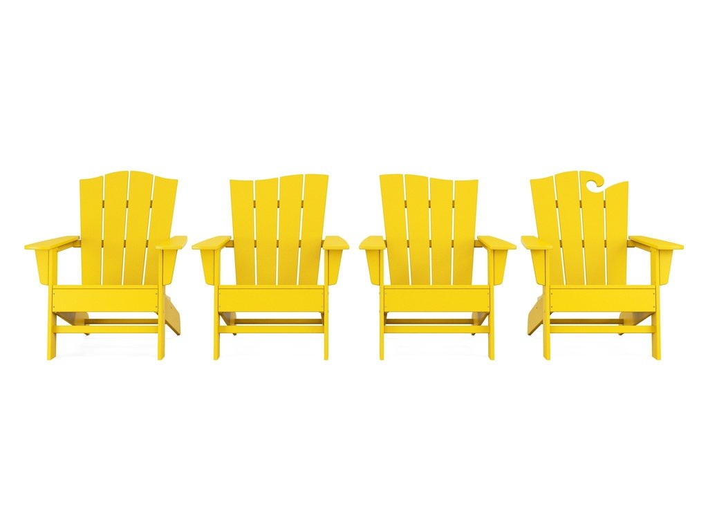 Wave Collection 4-Piece Adirondack Chair Set Photo