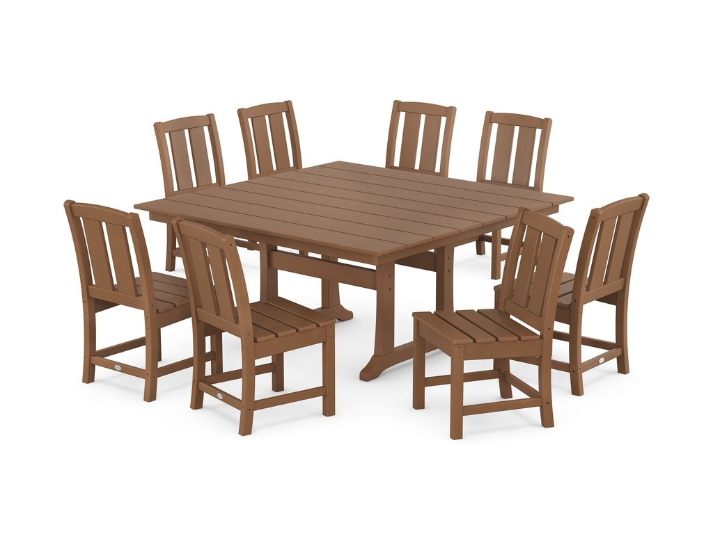 Mission Side Chair 9-Piece Square Farmhouse Dining Set with Trestle Legs Photo