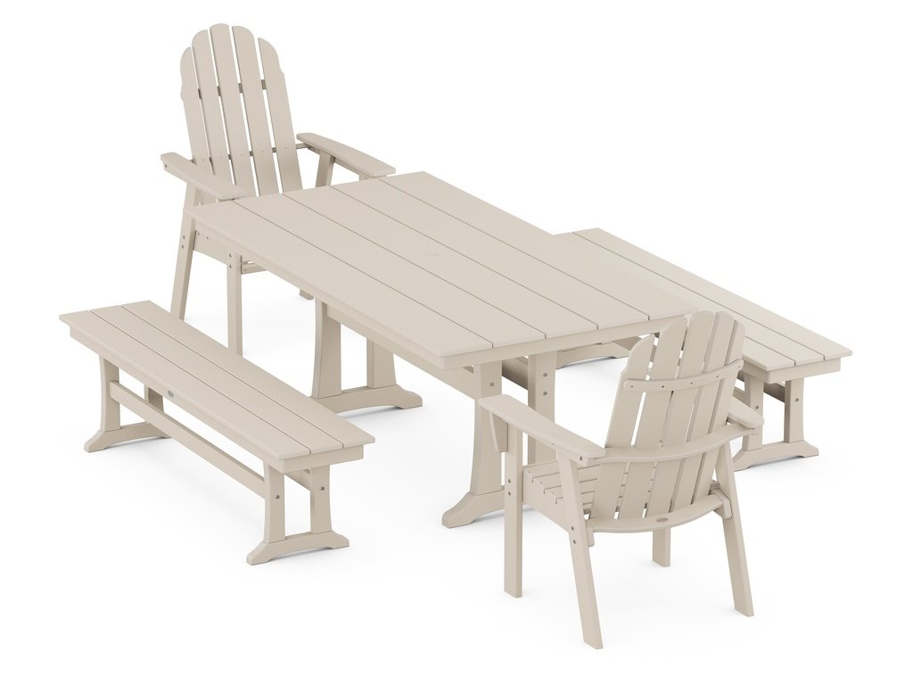 Vineyard Adirondack 5-Piece Farmhouse Dining Set With Trestle Legs Photo