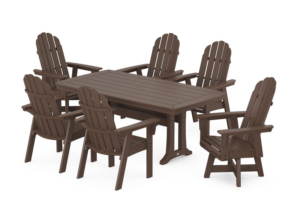 Vineyard Curveback Adirondack Swivel Chair 7-Piece Dining Set with Trestle Legs Photo