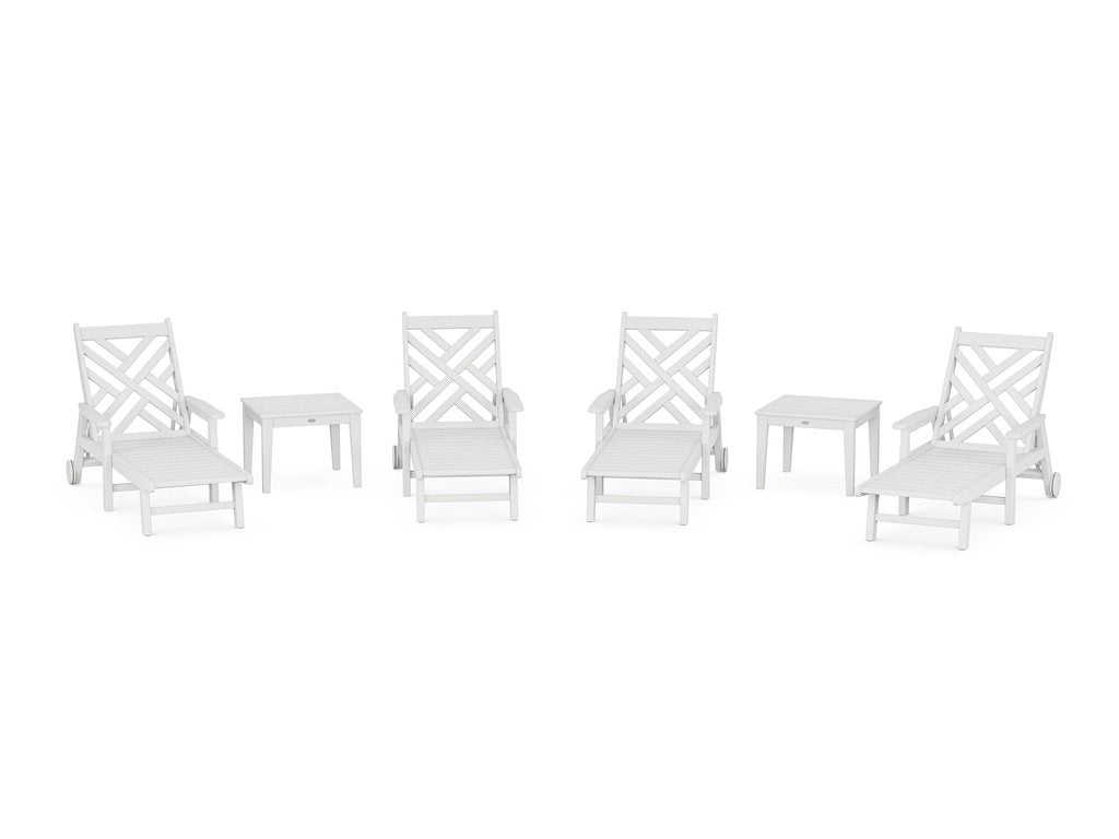 Chippendale 6-Piece Chaise Set with Arms and Wheels Photo