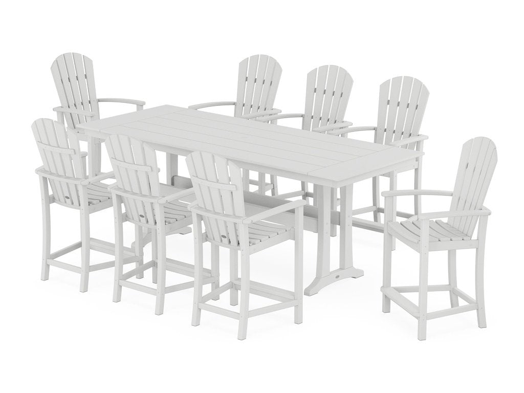 Palm Coast 9-Piece Farmhouse Counter Set with Trestle Legs Photo