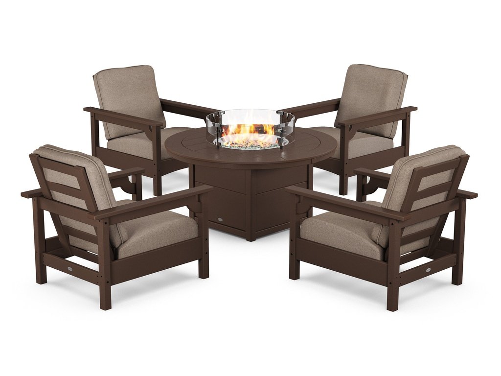 Club 5-Piece Conversation Set with Fire Pit Table Photo