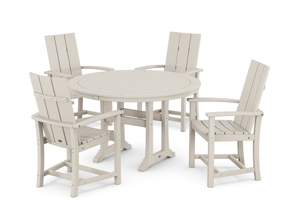 Modern Adirondack 5-Piece Round Dining Set with Trestle Legs Photo