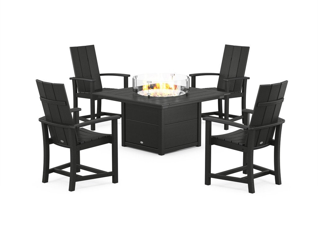 Modern 4-Piece Upright Adirondack Conversation Set with Fire Pit Table Photo