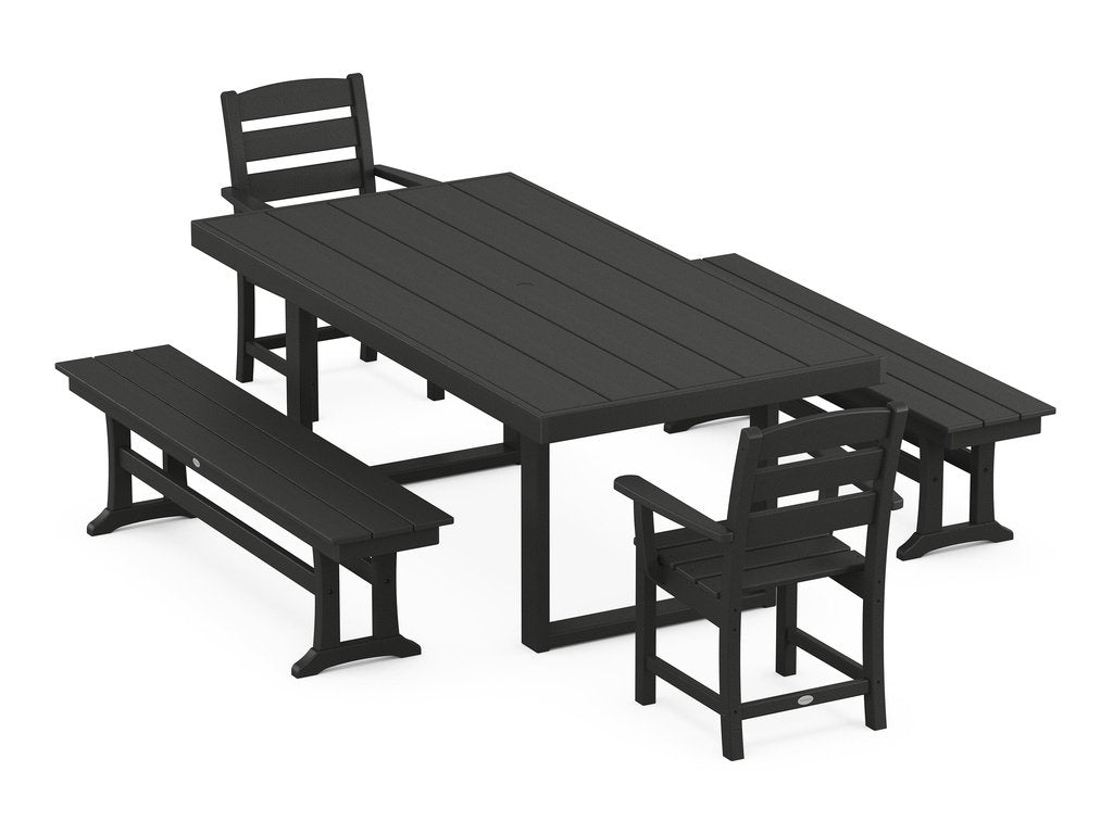 Lakeside 5-Piece Dining Set with Benches Photo