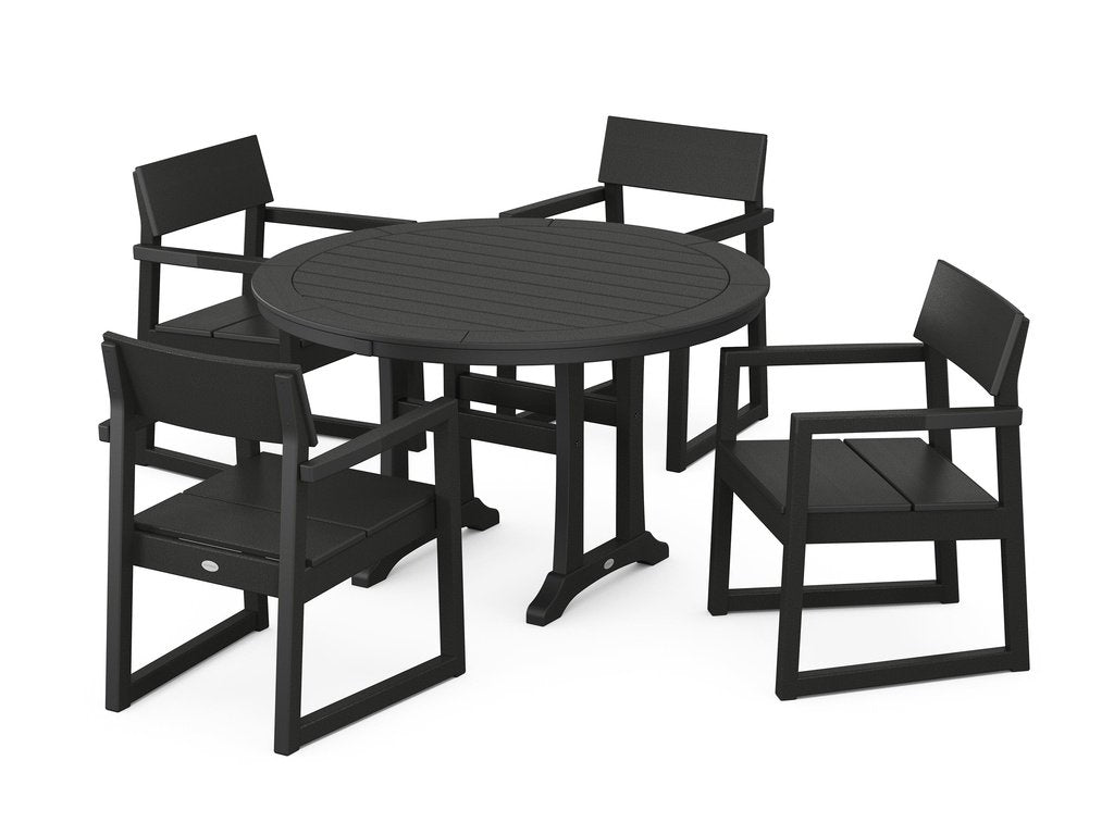 EDGE 5-Piece Round Dining Set with Trestle Legs Photo