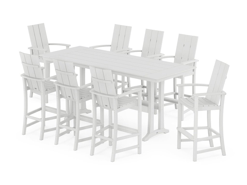 Modern Adirondack 9-Piece Farmhouse Bar Set with Trestle Legs Photo