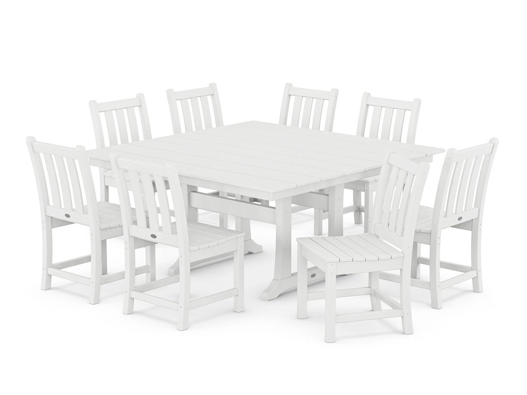 Traditional Garden 9-Piece Farmhouse Trestle Dining Set Photo