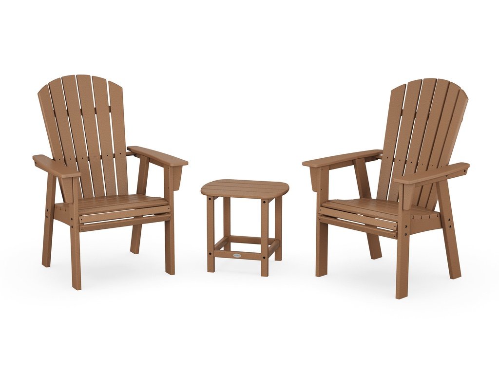 Nautical 3-Piece Curveback Upright Adirondack Chair Set Photo