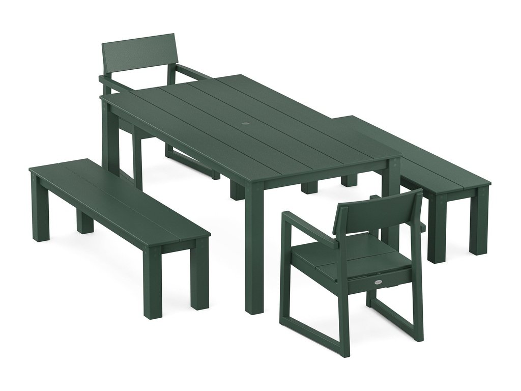 EDGE 5-Piece Parsons Dining Set with Benches Photo